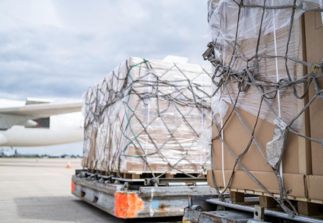 Freight on airport tarmac